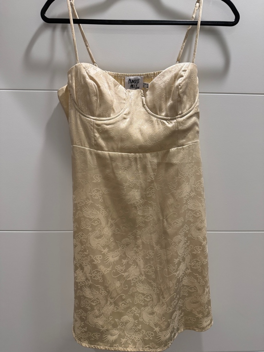 Princess Polly Champagne Jacquard Bustier Mini Dress